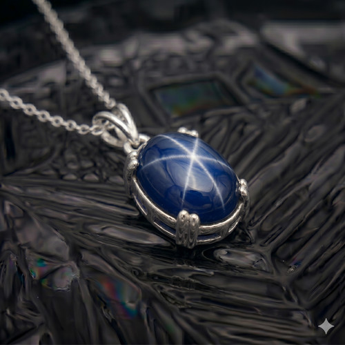 Blauer stern saphir anhänger - saphir,