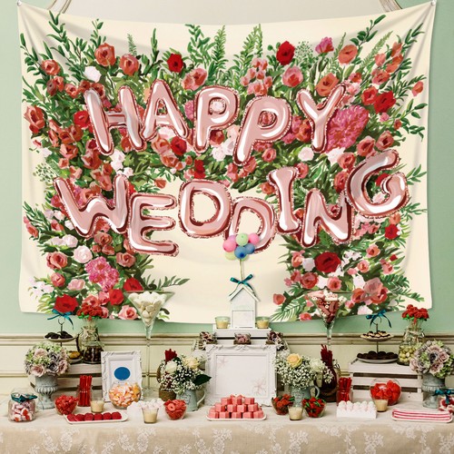 Wandteppich mit happy - wandteppich, wedding