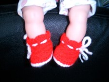 Puppenschuhe, 4 cm Fuß, rot