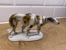 Um 1920?  A. Porzelius - Greyhound, Stehende Windhunde Porzellan Antik Hunde