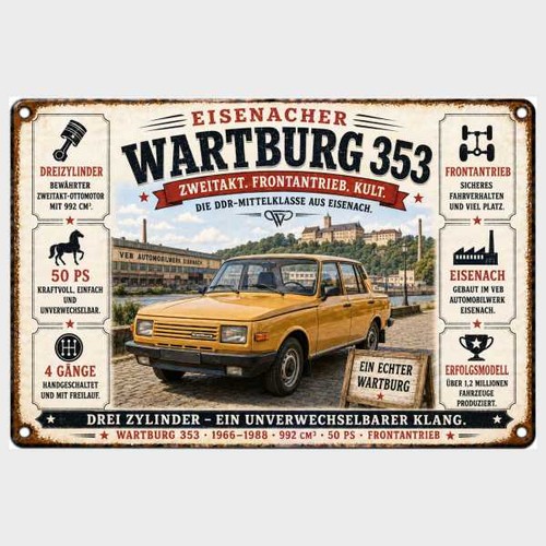 Blechschild wartburg 353 front - 353,