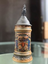 Reservistenkrug Infanterie Regiment 9 WK 1, Guter Zustand, Zinndeckel mit Reiter