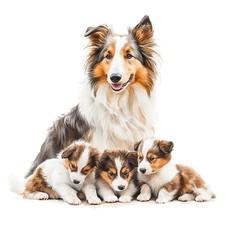 3x Sticker Long Hair Collie