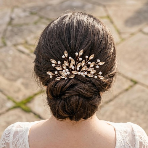 Braut haarkamm gold kristall - braut,