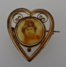 Jugendstil Foto Brosche Herz