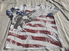 T-Shirt kurzarm Herren, Amerika Motiv, weiß/rot/blau/grau, Gr. M, Bon prix