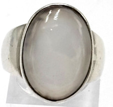 Massiver Silber Ring 0,925 Sterlingsilber weißer Quarz Größe 57