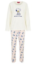 Peanuts Damen Schlafanzug Snoopy Pyjama Fleece Hausanzug warm - Gr. S, M, L, XL