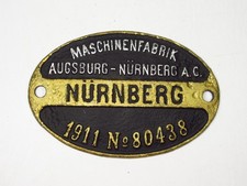 Original Waggonschild - Maschinenfabrik Nürnberg von 1911