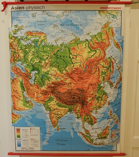 Schulwandkarte asien physich - asien,