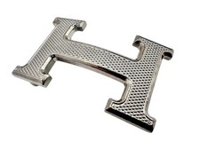 Hermès Gürtelschnalle Guilloche Palladium Silber 32 mm Gurt Unisex Logo