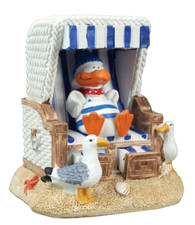 Maritime Deko Mini Strandkorb mit Möwe - Piet - 7,5x6,5x5cm Möwen Polyresin (B)