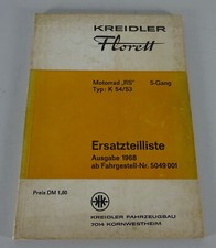 Teilekatalog / Ersatzteilliste Kreidler Florett Motorrad RS 5 Gang K54/53 - 1968