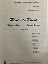 Reves de Paris Valse Musette Manfred Probst Partitur + Stimmen Akkordeon Noten