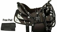 Schwarzer synthetischer Westernsattel Barrel Racing Horse Tack Sattel.