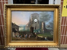 Bilderuhr antik 1/4 Std Schlagwerk Repetition Doppelschlag Szenerie öl Zinkp.