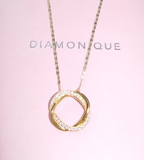 LOVE KNOT DIAMONIQUE ANHÄNGER GELBGOLD ÜBER STERLINGSILBER KETTE HALSKETTE QVC