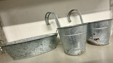 3 St. Zinkeimer Pflanztopf Zink Blumentopf Hängetopf rund oval Metall Kräuter