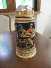  Vintage-Bierkrug 1 Liter mit Zinndeckel. sehr gut erhalten 