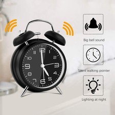 4ZOLL Wecker Analog Laut Glockenwecker, Doppelglockenwecker Kein Ticken Geräusch