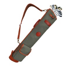 TOURBON Vintage Golftasche Wasserdicht Canvas und Leder Golf Pencilbag Grün