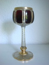 MOSER Wein - Römer Rubinrot Medallions Weinglas Goldmalerei Böhmen um 1900