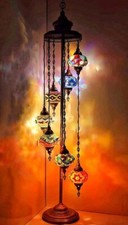 Mosaiklampe Orientaliche Marokkanische Türkische Mosaik Stehlampe 7L Glaskugeln