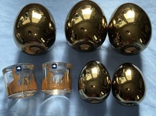 5 Leonardo Ostereier +2 Teelichtgläser dunkelgold mit leichten optischen Mängeln