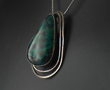 Anhänger Silber 900 Chrysokoll grün Brosche - traumhaft schön Jerusalem älter 