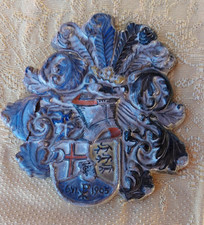 Keramikplatte Studentika, CV Hohenstauffen Freiburg 1905,PC 18x18x2cm, Wappen