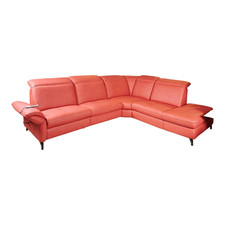 Steinpol Eckgarnitur Luna Bezug Leder Kevin Cherry Fuß Schwarz Matt 