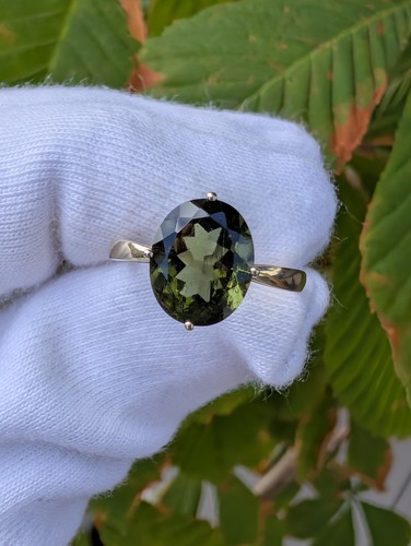 Moldavit ring gelbgold - moldavit-ring, 9