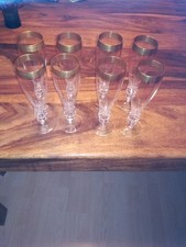 Kristall Sektgläser Set, 8 Stück mit Goldrand