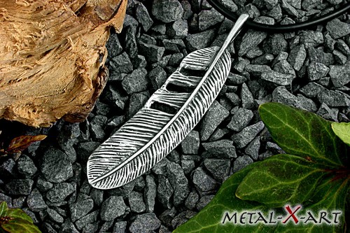 925 silber grosse feder ketten - silber,