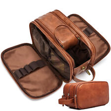 Kulturtasche Herren Leder Kosmetiktasche Waschtasche Aufhängen Kulturbeutel Groß