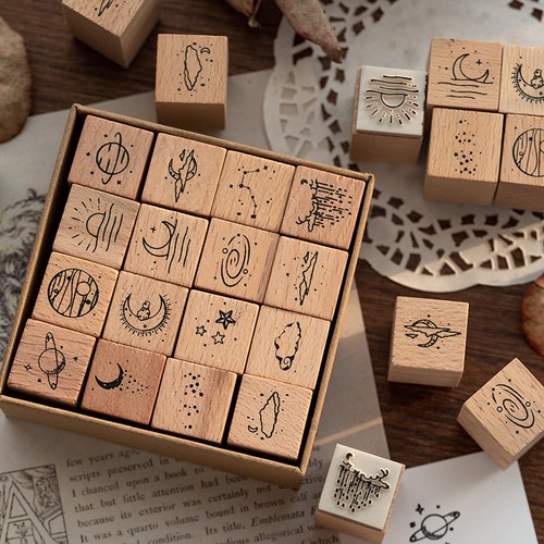 Weltall holzstempel set - holzstempel,