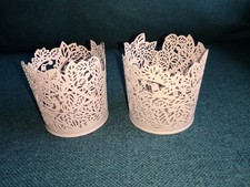 Ikea Samverka Blumentopf Übertopf Rosa Metall Stanzmuster Blumenmuster 9cm 2 Set