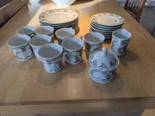 Eschenbach Bavaria Porzellan Teller KaffeeService  Grüne Ranke Vintage 8x Pers.