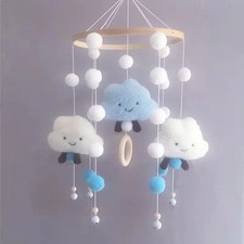 Wolken Windspiel Holz Glocke Hängedekoration Kinderzimmer Wand Bett