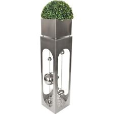 Gartendeko  Metall Pflanzsäule mit Pflanzschale, Kugeln und weißen Dekosteinen