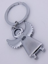 Schlüsselanhänger Metall Schutzengel 4,5x3,5 cm silber Farben schwere Ausführung