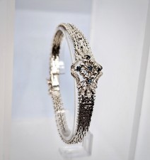 Art Deco Armband - 835 Silber - Schmuck Vintage - Antik Blaue Steine Schmuck