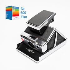 Polaroid SX-70 ALPHA 1 600 Film Converted + Refurbed + Echtleder silber /schwarz