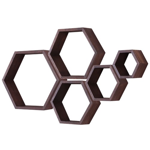 Hexagon wandregal holz - hexagon,
