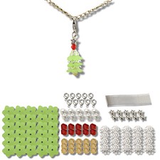 10x Bastelset Tannenbaum Anhänger Weihnachtsbaum Charms Perlen Perlenengel Set
