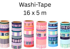 Washi-Tape 16x5M  Scrapbook  15 Rollen Bastel-Klebebänder Karten Design Basteln