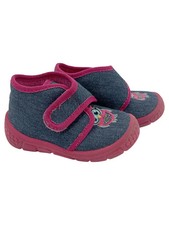 BAMBULINI Kinder Hausschuhe Gr. 20 Blau Pink Eule Klettverschluss Casual