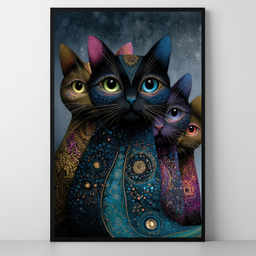Neugierige katzen kunstdruck - katzen,