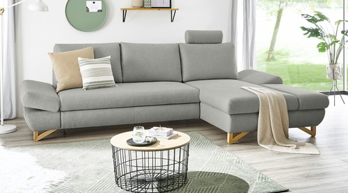 Ecksofa hellgrau velours - velours, sofa