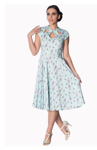Pfauenfeder kleid - pfauenfeder, 50's